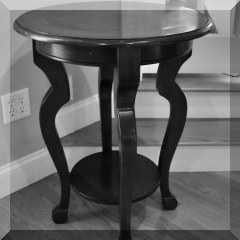 F16. South Cone leather top tiered side table. Leather on top is damaged. 30” x 24” - $95 